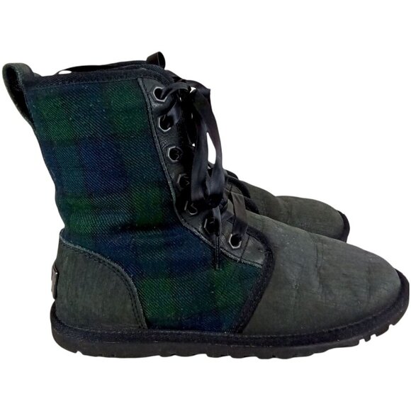 90s‎ Grunge Ugg Jaxen Plaid Shearling Lace Up Combat Boots Size 5 - Picture 4 of 7
